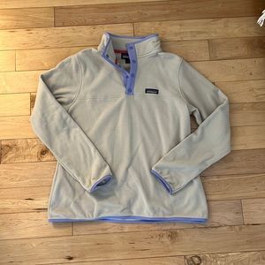 Cream Patagonia fleece light sweater/long sleeve with violet border